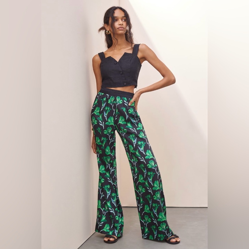 NWT Anthropologie x Delfi Collective Vinyard wide leg botanical pant - S